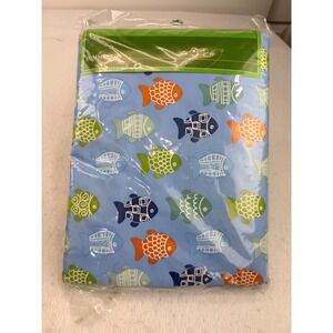 Summer Living Vinyl Tablecloth Oblong 70x90 Blue Fish Nautical Coastal New